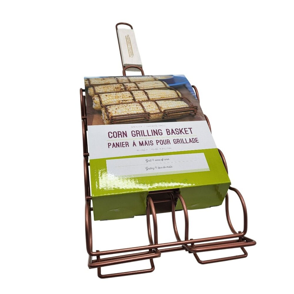 Charcoal Companion Corn Grilling Basket BBQ NonStick Adjustable Depth 4 Ears